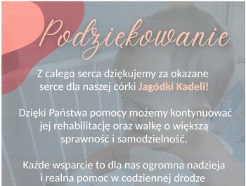 Podziękowanie od rodziców Jagódki Kadeli - zdjęcie1