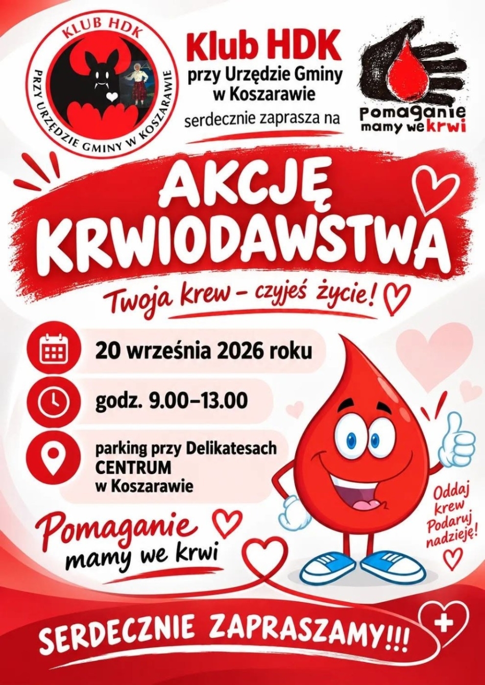 Zapraszamy na akcję krwiodawstwa w Koszarawie