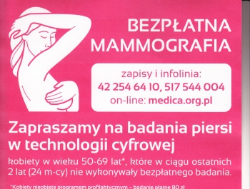 Bezpłatna mammografia dla kobiet w wieku 50-69 lat - zdjęcie1